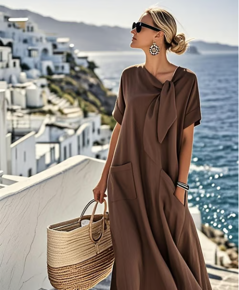 Marlowe | Women's Oversized A-Line Tie Neck Dress