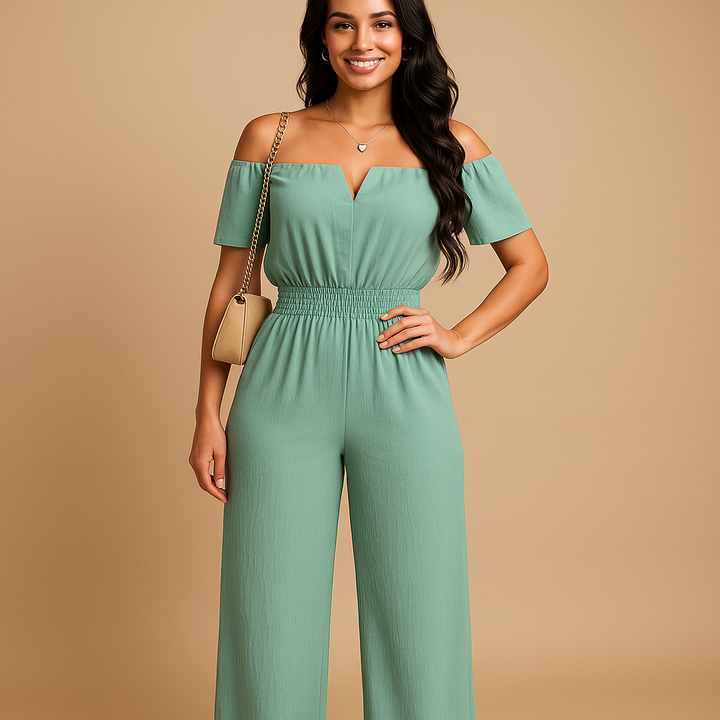 Valerie | Women's Off-Shoulder Pleated Jumpsuit