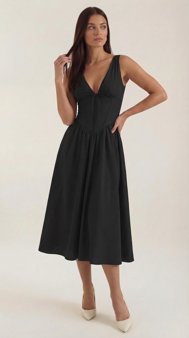 Cassiopeia | Women Plunge Midi Dress
