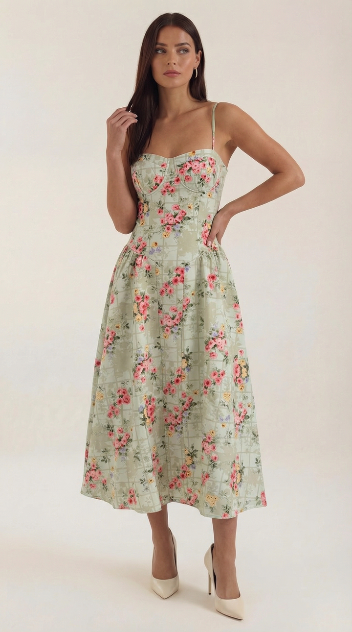 Odette | Women Corset Midi Dress