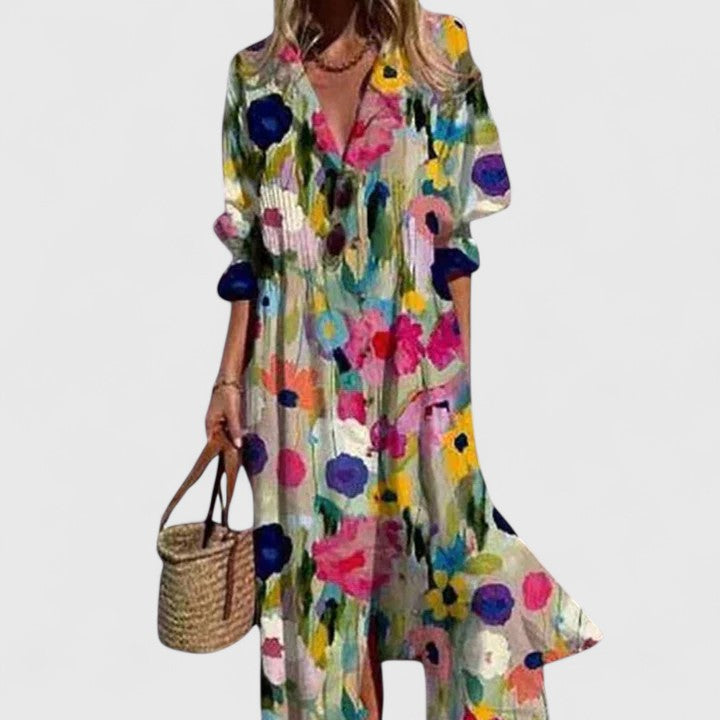 Susan | Women V-Neck Boho Maxi Dress
