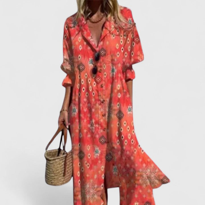 Susan | Women V-Neck Boho Maxi Dress