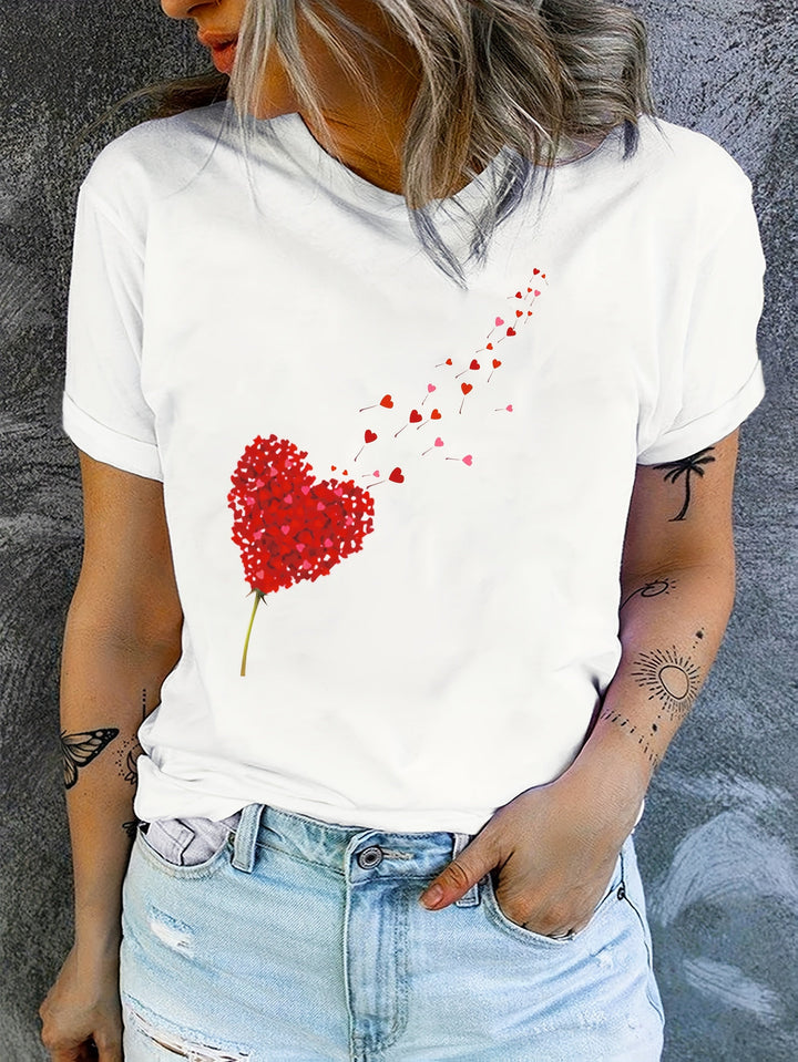 Amora | Women's Heart & Floral Print T-Shirt