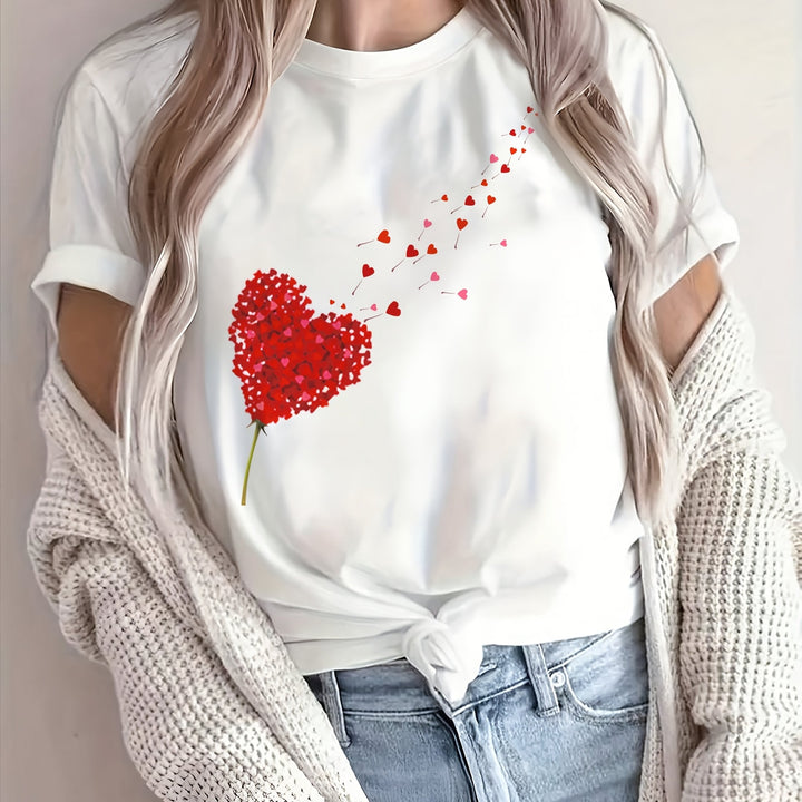 Amora | Women's Heart & Floral Print T-Shirt